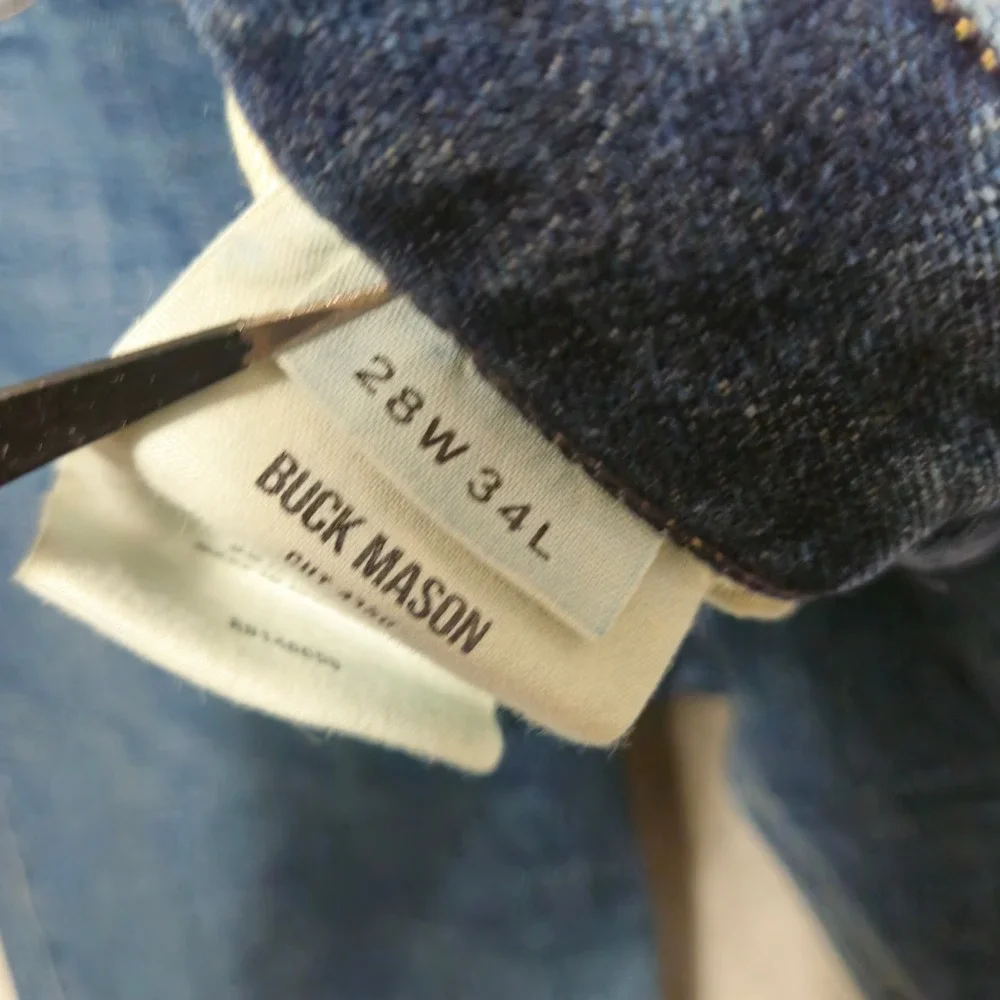 Buck Mason Jeans Double Dipped Straight Leg Mens 28x25 Button Fly Medium Wash* - Picture 5 of 10
